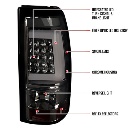 1999-2002 Chevrolet Silverado/ 1999-2006 GMC Sierra LED Tail Lights - G2 (Chrome Housing/Smoked Lens)