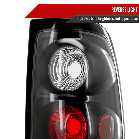 1999-2002 Chevrolet Silverado/ 1999-2006 GMC Sierra Tail Lights (Matte Black Housing/Clear Lens)