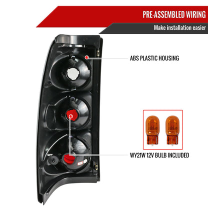 1999-2002 Chevrolet Silverado/ 1999-2006 GMC Sierra Tail Lights (Matte Black Housing/Clear Lens)