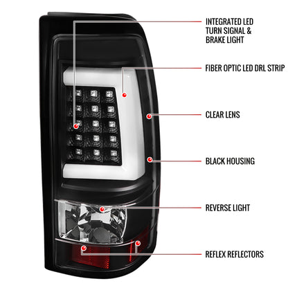 1999-2002 Chevrolet Silverado/ 1999-2006 GMC Sierra LED Tail Lights - G2 (Matte Black Housing/Clear Lens)