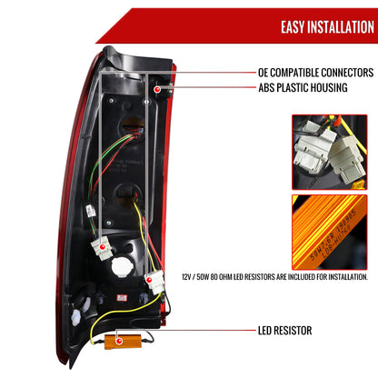 1999-2002 Chevrolet Silverado/ 1999-2006 GMC Sierra LED Tail Lights - G2 (Chrome Housing/Red Clear Lens)