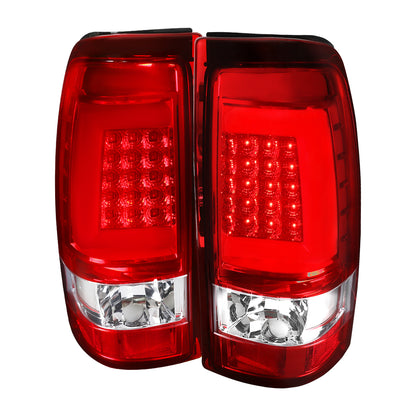 1999-2002 Chevrolet Silverado/ 1999-2006 GMC Sierra LED Tail Lights - G2 (Chrome Housing/Red Clear Lens)