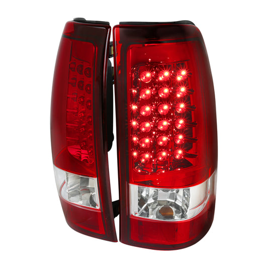1999-2002 Chevrolet Silverado/ 1999-2006 GMC Sierra LED Tail Lights (Chrome Housing/Red Clear Lens)