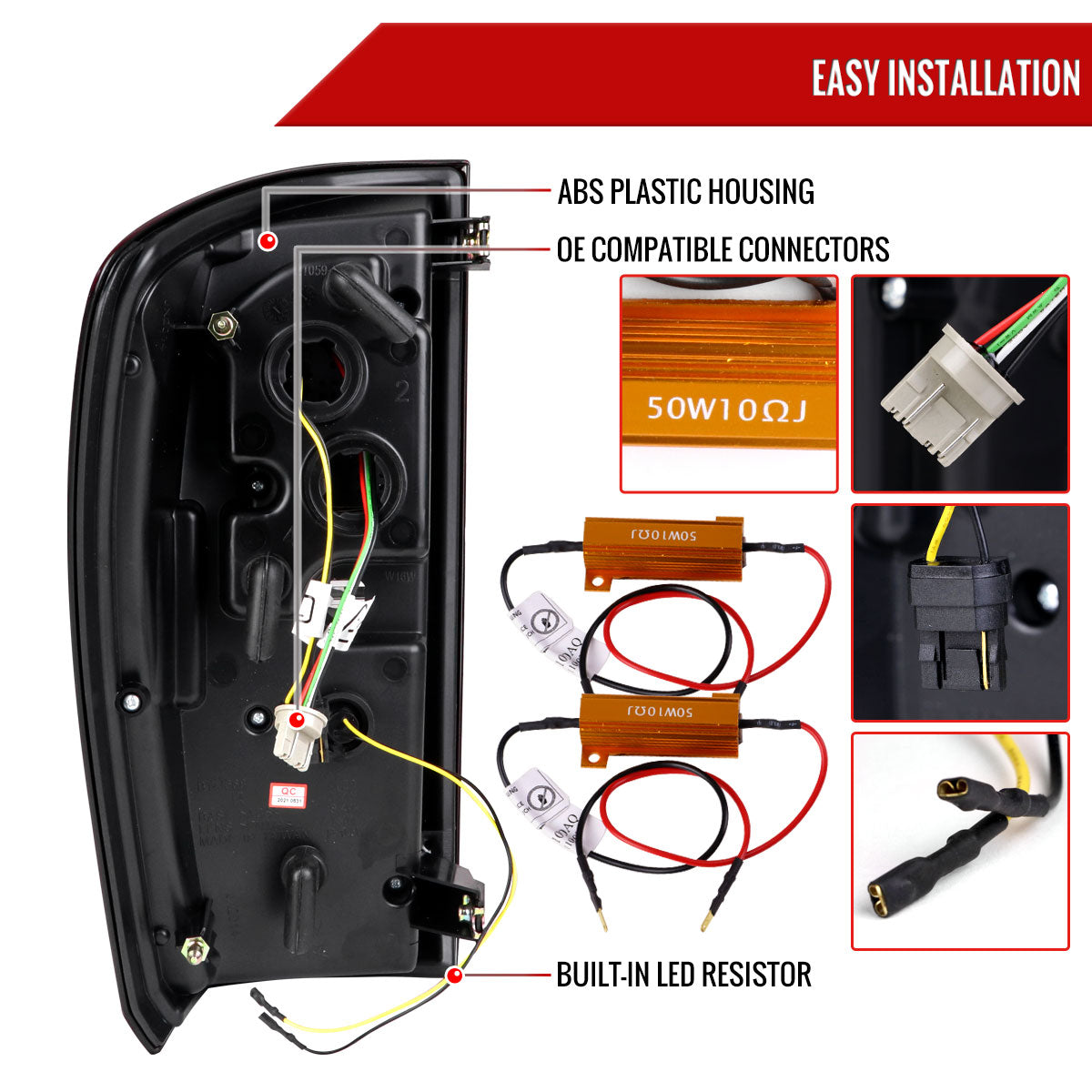 2016-2022 Toyota Tacoma LED Bar Tail Lights (Jet Black Housing/Clear Lens)