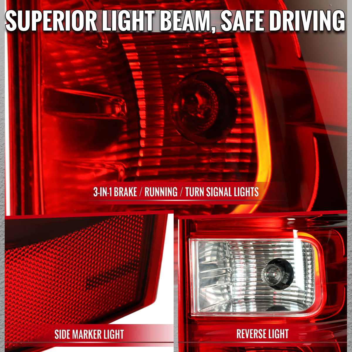 2007-2014 Chevrolet Tahoe/Suburban Tail Lights (Chrome Housing/Red Clear Lens) - view 2