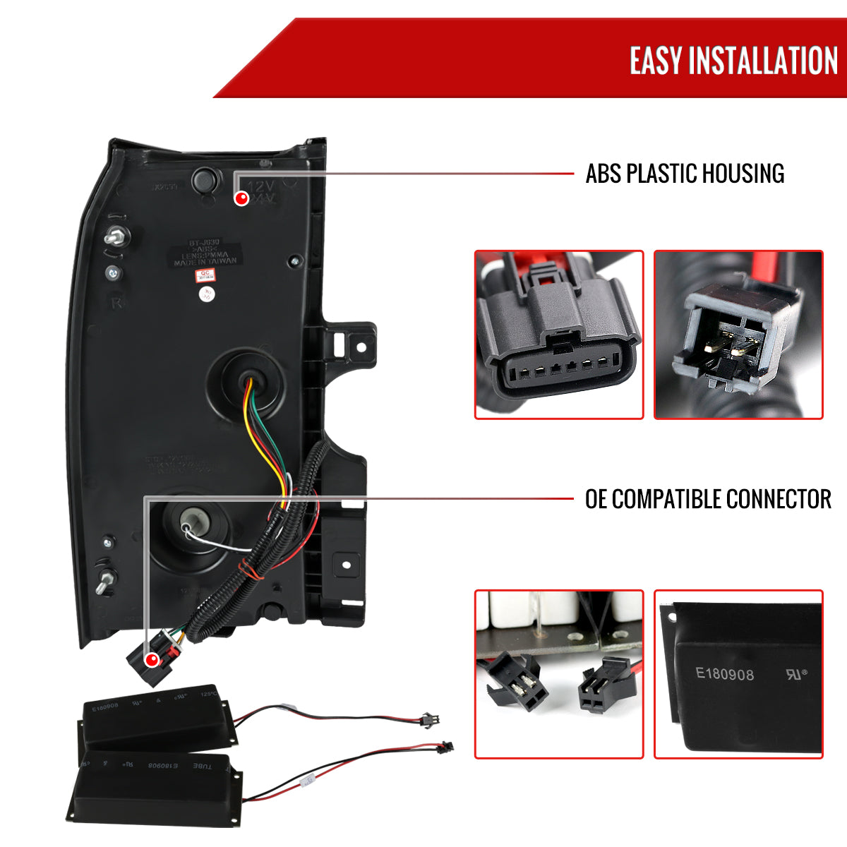 2015-2020 Chevrolet Tahoe/Suburban LS LT LTZ Premier LED Tail Lights (Matte Black Housing/Clear Lens)