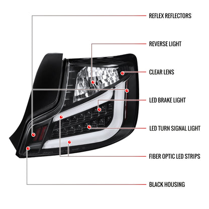 2011-2013 Scion tC V2 LED Tail Lights (Matte Black Housing/Clear Lens)