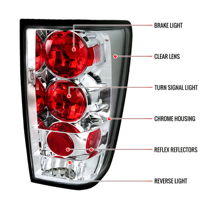 2004-2015 Nissan Titan Tail Lights (Chrome Housing/Clear Lens)