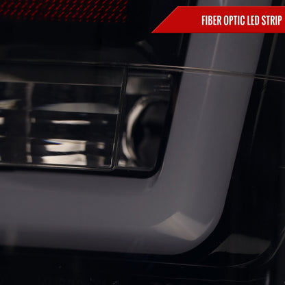 2004-2015 Nissan Titan LED Tail Lights with White LED Tube (Glossy Black Housing/Smoked Lens)