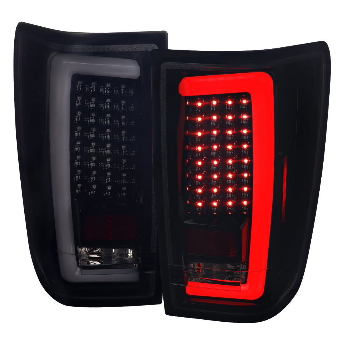 2004-2015 Nissan Titan LED Tail Lights with White LED Tube (Glossy Black Housing/Smoked Lens)
