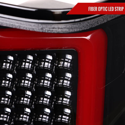2004-2015 Nissan Titan LED Tail Lights with Red LED Tube (Jet Black Housing/Clear Lens)