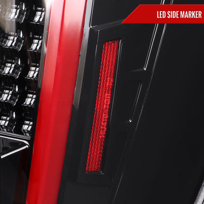 2004-2015 Nissan Titan LED Tail Lights with Red LED Tube (Jet Black Housing/Clear Lens)