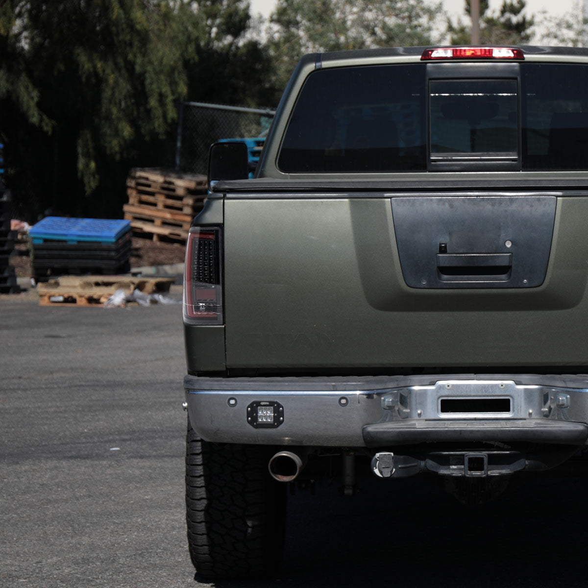 2004-2015 Nissan Titan LED Tail Lights with Red LED Tube (Jet Black Housing/Clear Lens)