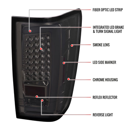 2004-2015 Nissan Titan LED Tail Lights with White LED Tube (Chrome Housing/Smoked Lens)