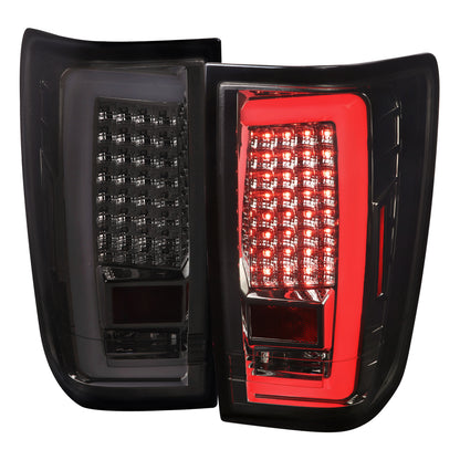 2004-2015 Nissan Titan LED Tail Lights with White LED Tube (Chrome Housing/Smoked Lens)