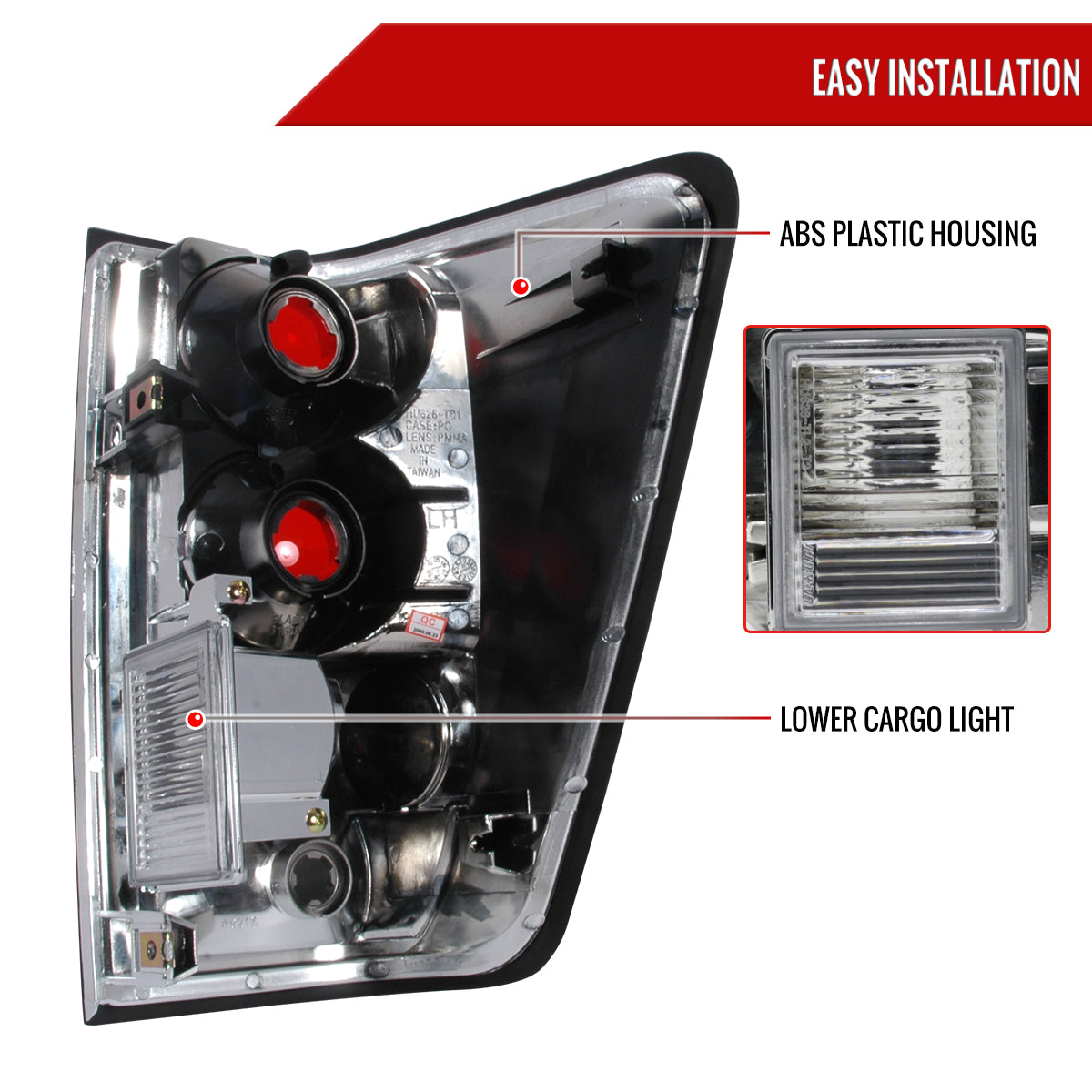 2004-2015 Nissan Titan Tail Lights (Matte Black Housing/Clear Lens)