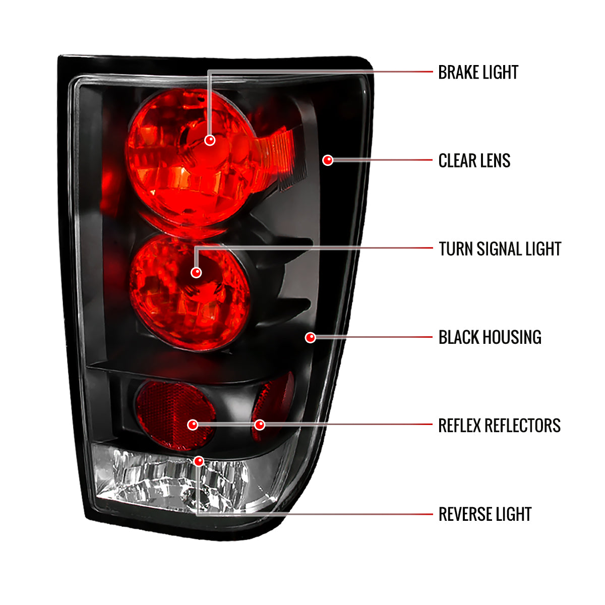 2004-2015 Nissan Titan Tail Lights (Matte Black Housing/Clear Lens)