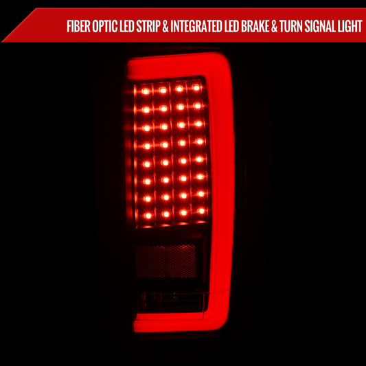 2004-2015 Nissan Titan LED Tail Lights with White LED Tube (Matte Black Housing/Clear Lens)