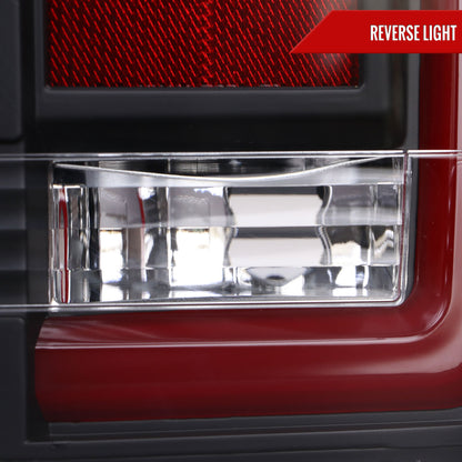 2004-2015 Nissan Titan LED Tail Lights with Red LED Tube (Matte Black Housing/Clear Lens)