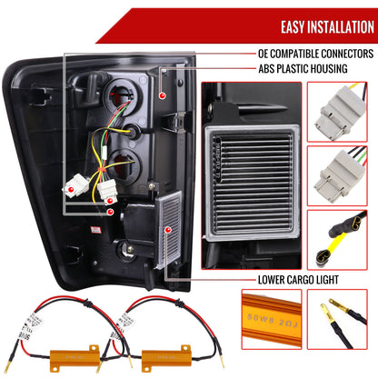 2004-2015 Nissan Titan LED Tail Lights with Red LED Tube (Matte Black Housing/Clear Lens)