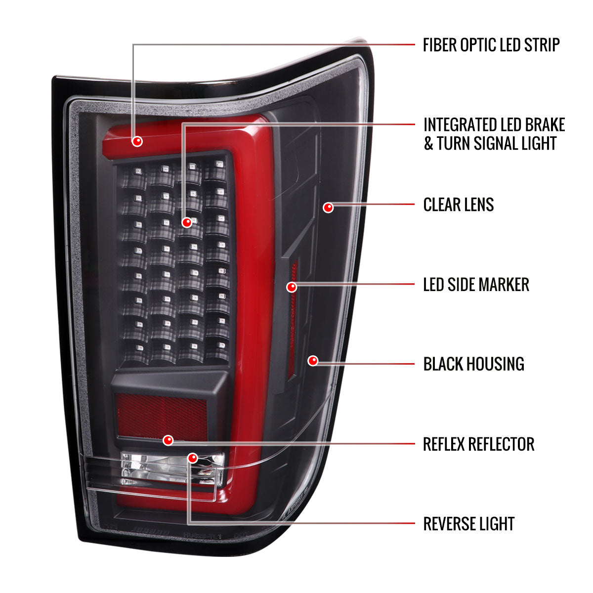 2004-2015 Nissan Titan LED Tail Lights with Red LED Tube (Matte Black Housing/Clear Lens)
