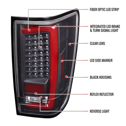 2004-2015 Nissan Titan LED Tail Lights with Red LED Tube (Matte Black Housing/Clear Lens)