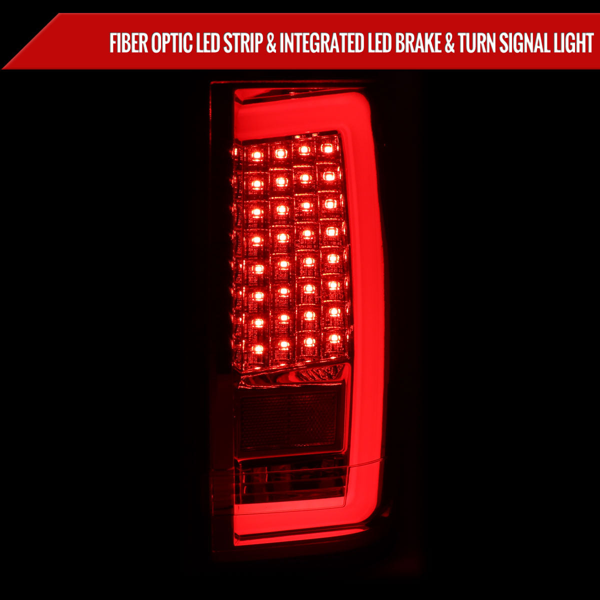 2004-2015 Nissan Titan LED Tail Lights with White LED Tube (Chrome Housing/Red Lens)