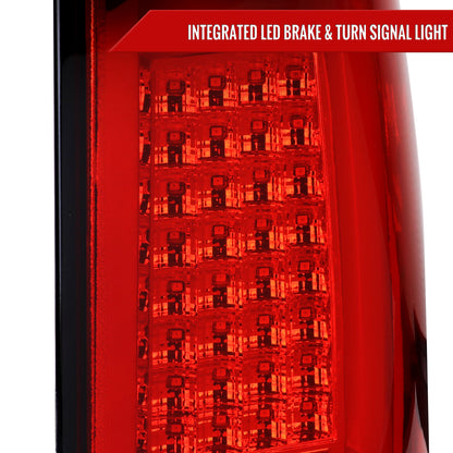 2004-2015 Nissan Titan LED Tail Lights with White LED Tube (Chrome Housing/Red Lens)