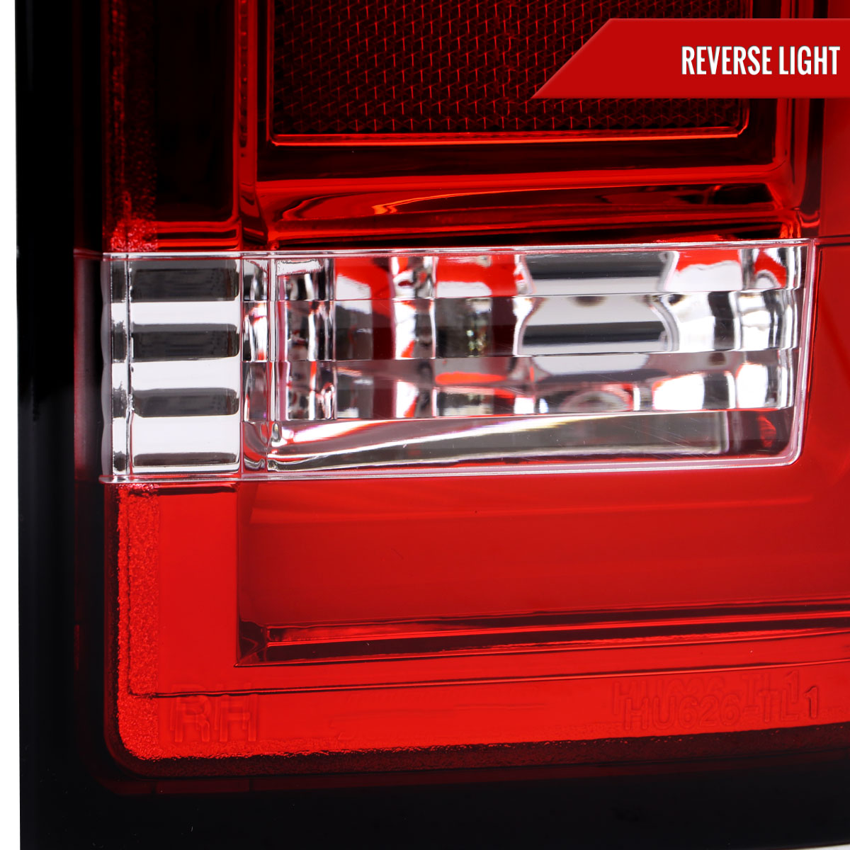 2004-2015 Nissan Titan LED Tail Lights with White LED Tube (Chrome Housing/Red Lens)