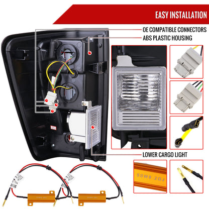 2004-2015 Nissan Titan LED Tail Lights with White LED Tube (Chrome Housing/Red Lens)