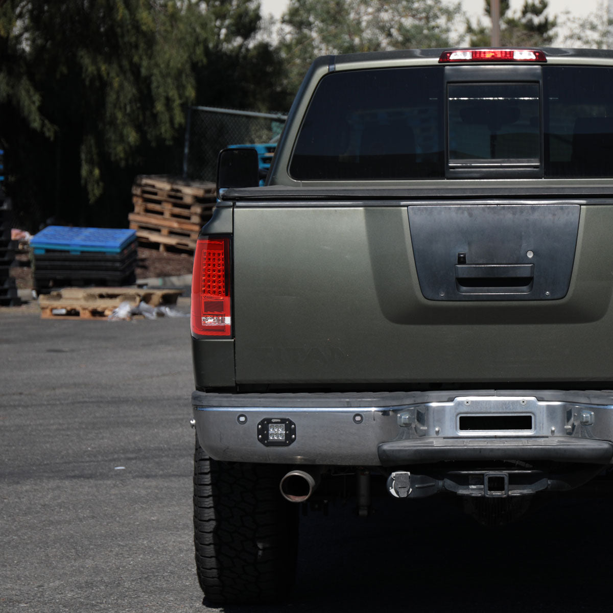 2004-2015 Nissan Titan LED Tail Lights with White LED Tube (Chrome Housing/Red Lens)