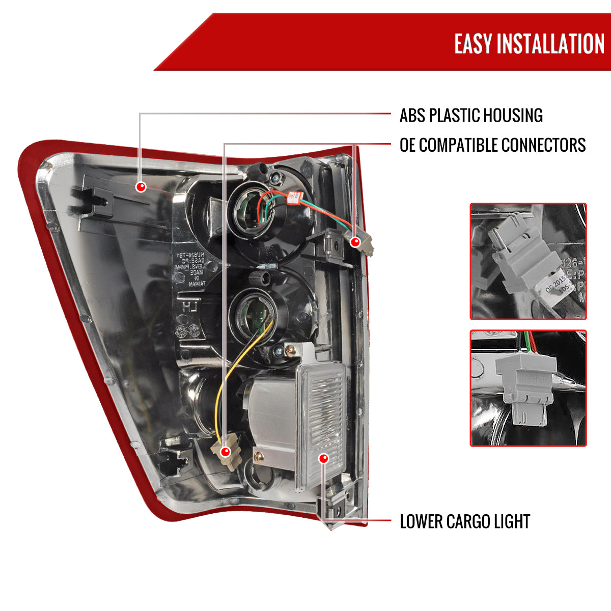 2004-2015 Nissan Titan LED Tail Lights (Chrome Housing/Red Clear Lens)