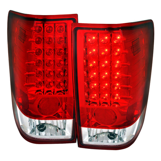 2004-2015 Nissan Titan LED Tail Lights (Chrome Housing/Red Clear Lens)