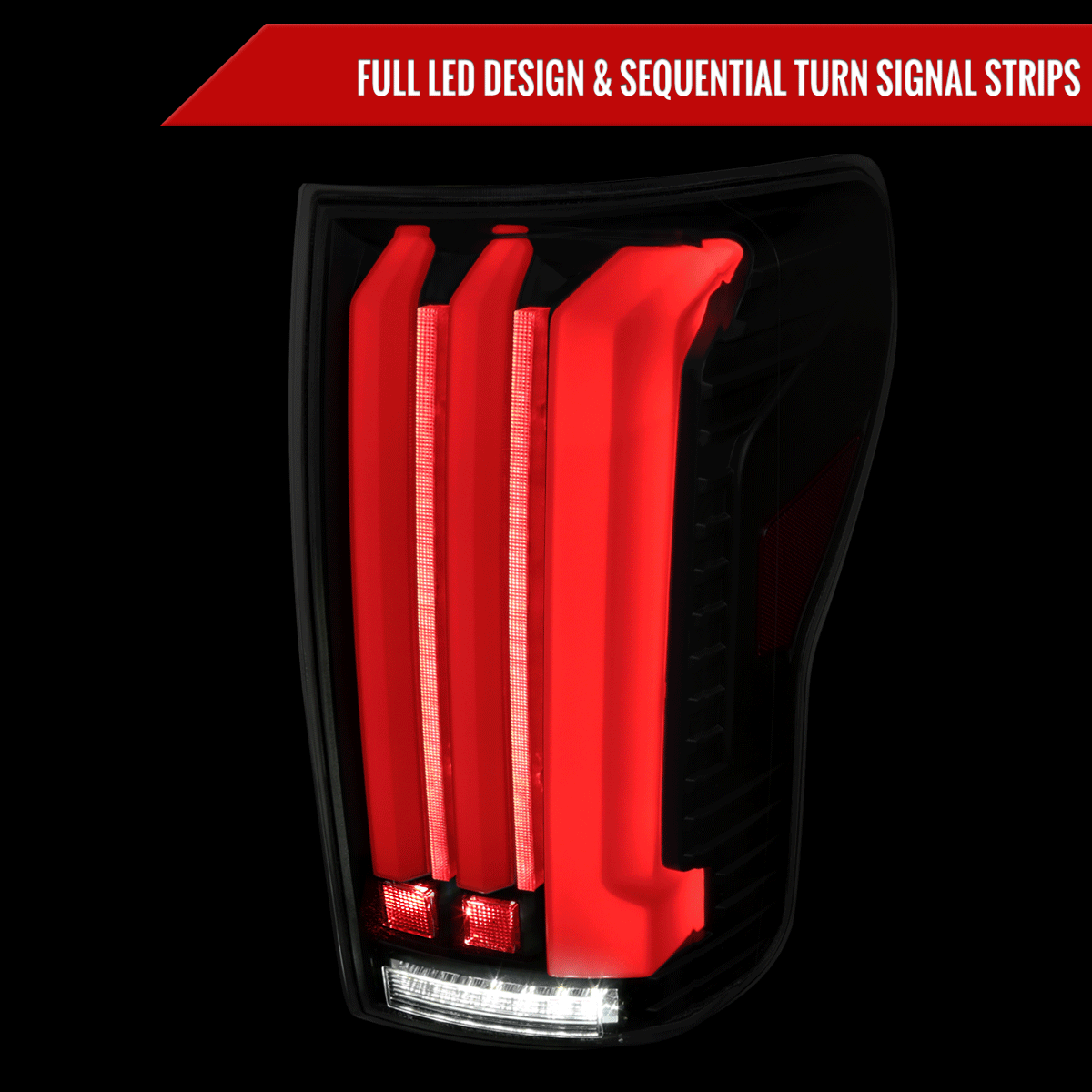2007-2013 Toyota Tundra Sequential White LED Bar Tail Lights (Matte Black Housing/Clear Lens)