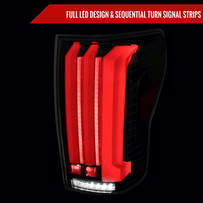 2007-2013 Toyota Tundra Sequential White LED Bar Tail Lights (Matte Black Housing/Smoked Lens)