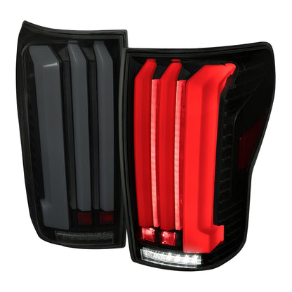 2007-2013 Toyota Tundra Sequential White LED Bar Tail Lights (Matte Black Housing/Smoked Lens)