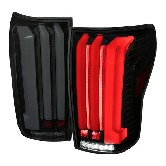 2007-2013 Toyota Tundra Sequential White LED Bar Tail Lights (Matte Black Housing/Smoked Lens)