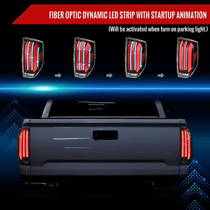 2014-2021 Toyota Tundra Facelift Style Full LED Tail Lights with Sequential Turn Signal (Jet Black Housing/Clear Lens)