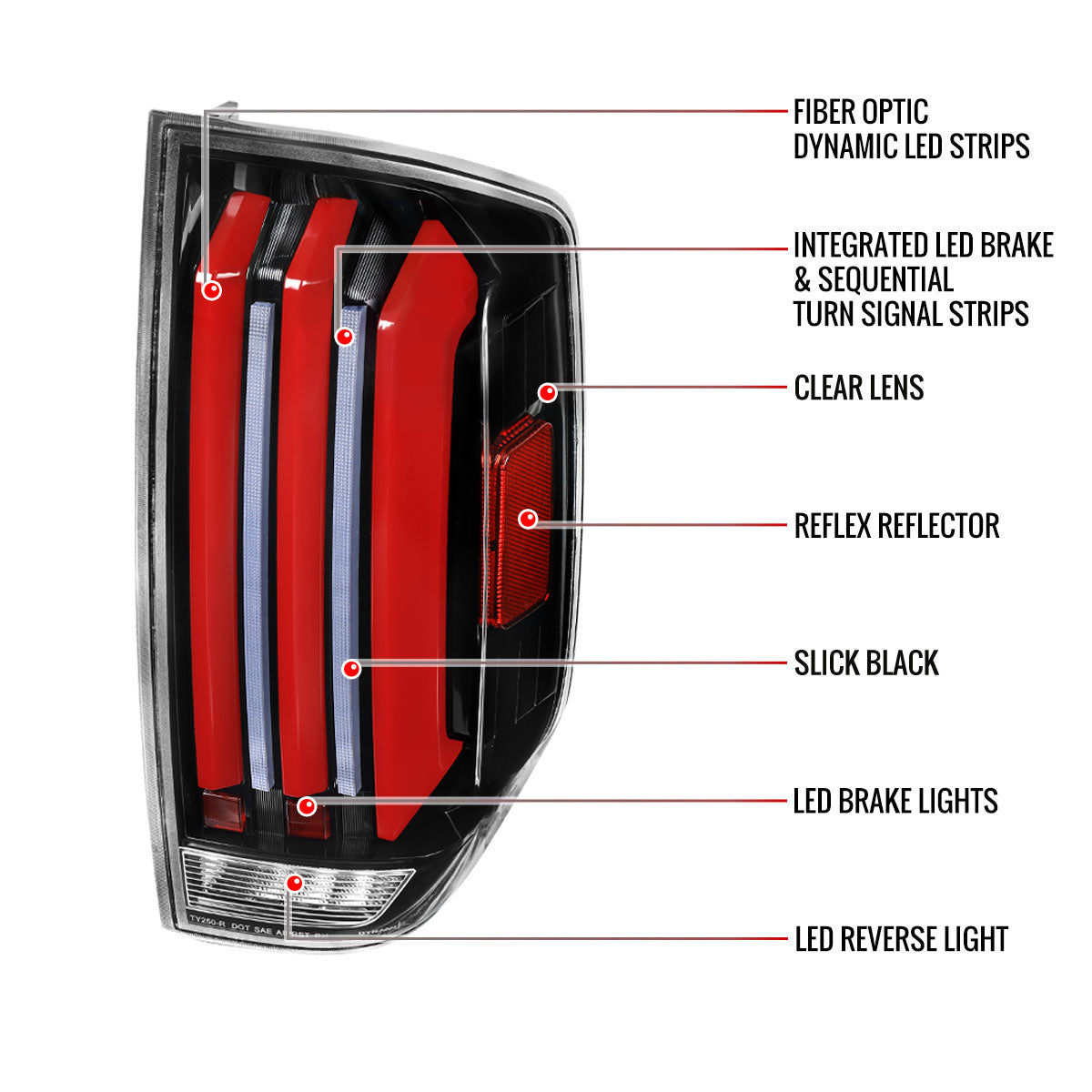 2014-2021 Toyota Tundra Facelift Style Full LED Tail Lights with Sequential Turn Signal (Jet Black Housing/Clear Lens)