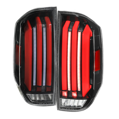 2014-2021 Toyota Tundra Facelift Style Full LED Tail Lights with Sequential Turn Signal (Jet Black Housing/Clear Lens)