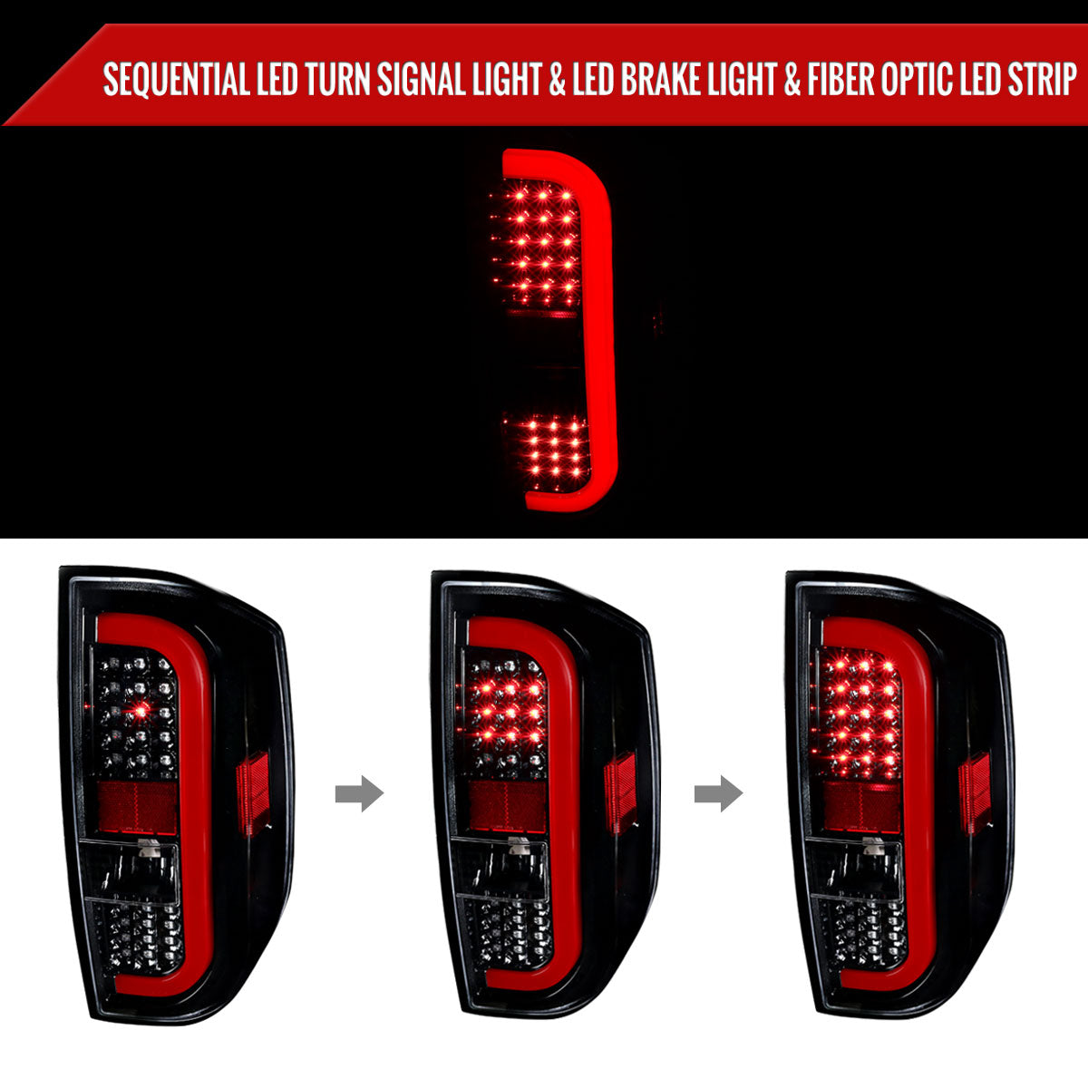 2014-2021 Toyota Tundra Sequential LED Tail Lights (Jet Black Housing/Clear Lens)