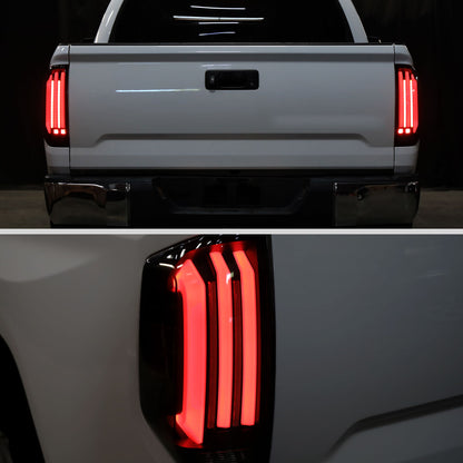 2014-2021 Toyota Tundra Facelift Style Full LED Tail Lights with Sequential Turn Signal (Jet Black Housing/Smoked Lens)