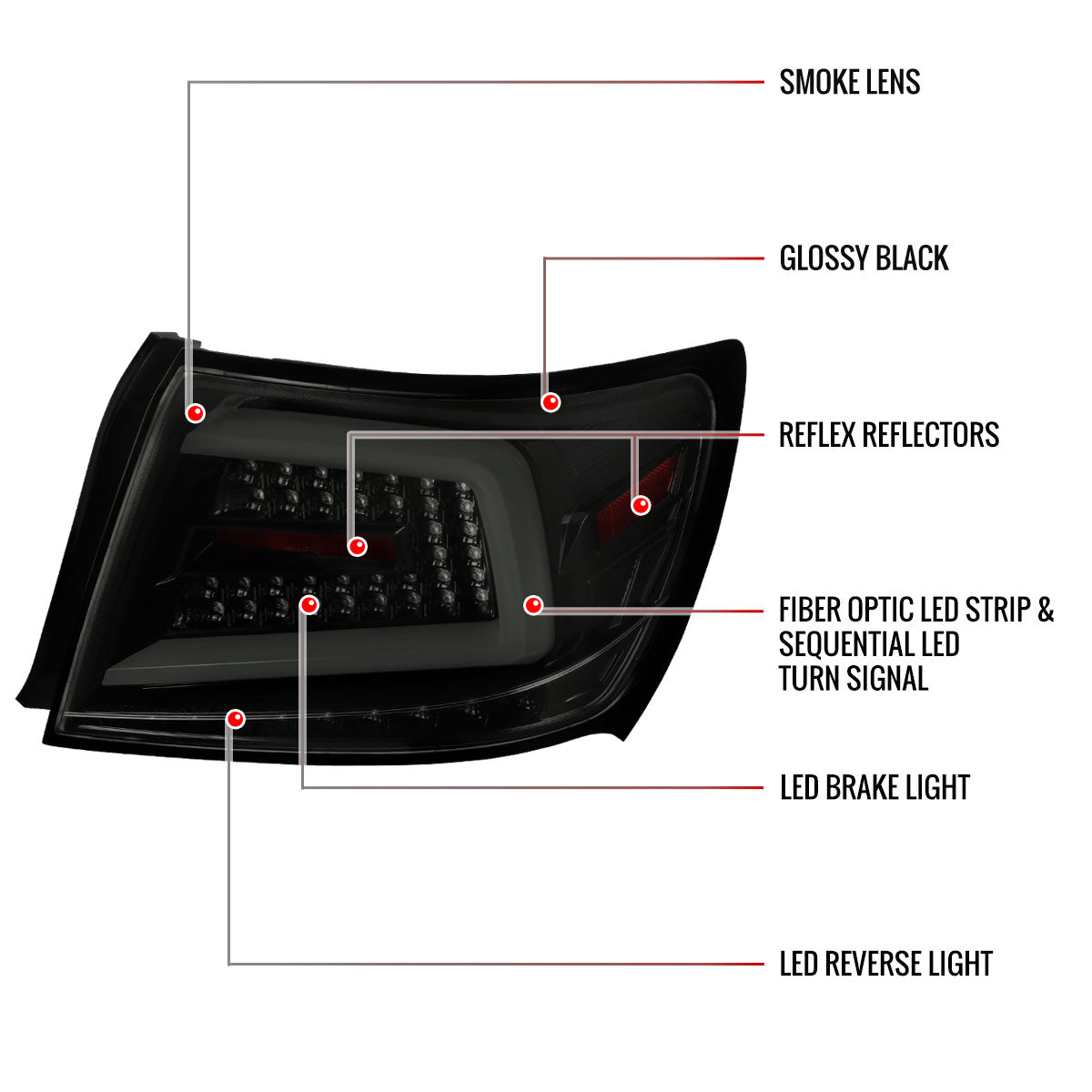 2008-2014 Subaru Impreza WRX/STI LED Sequential Turn Signal Tail Lights (Glossy Black Housing/Smoked Lens)
