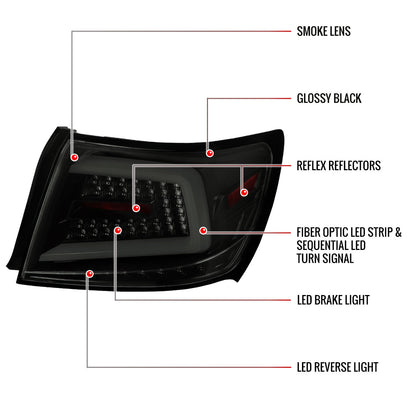 2008-2014 Subaru Impreza WRX/STI LED Sequential Turn Signal Tail Lights (Glossy Black Housing/Smoked Lens)