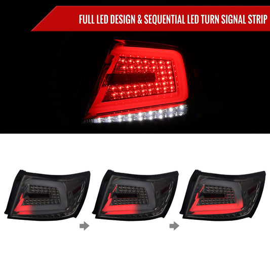 2008-2014 Subaru Impreza WRX/STI LED Sequential Turn Signal Tail lights (Chrome Housing/Smoked Lens)