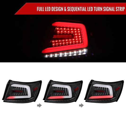 2008-2014 Subaru Impreza WRX/STI LED Sequential Turn Signal Tail Lights (Matte Black Housing/Clear Lens)