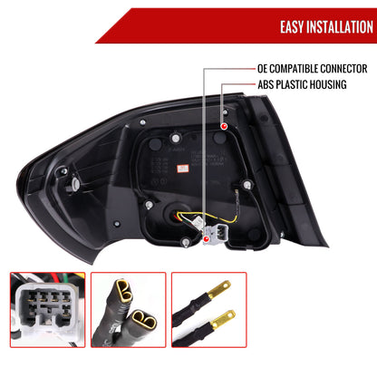 2008-2014 Subaru ImprezaWRX/STI Red LED Bar Sequential Turn Signal Tail Lights (Matte Black Housing/Clear Lens)