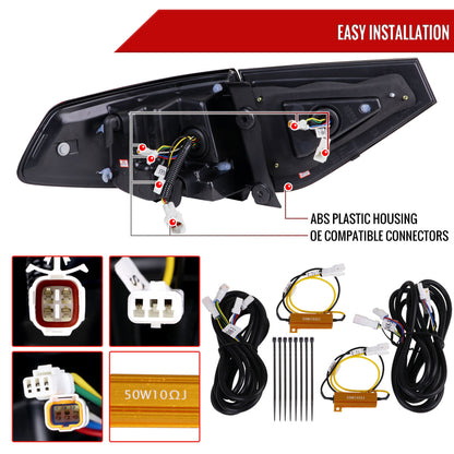 2008-2014 Subaru Impreza WRX Hatchback LED Sequential Tube Tail Lights (Glossy Black Housing/Clear Lens)