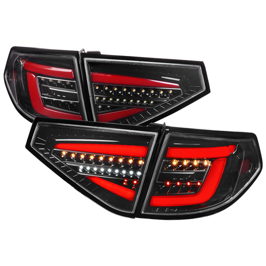 2008-2014 Subaru Impreza WRX Hatchback LED Sequential Tube Tail Lights (Glossy Black Housing/Clear Lens)