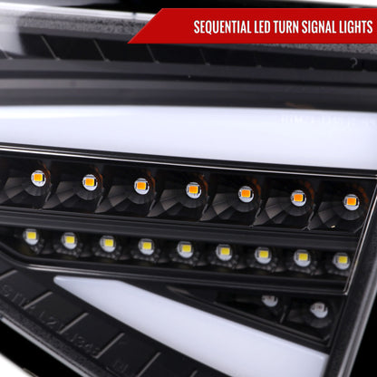 2008-2014 Subaru Impreza WRX Hatchback LED White Sequential Tube Tail Lights (Matte Black Housing/Clear Lens)